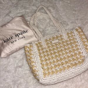 KATE SPADE NEW YORK SOLD OUT High Tide Striped Raffia Medium Tote